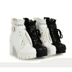 Y2k lace-up heeled boots - Y2k Empire