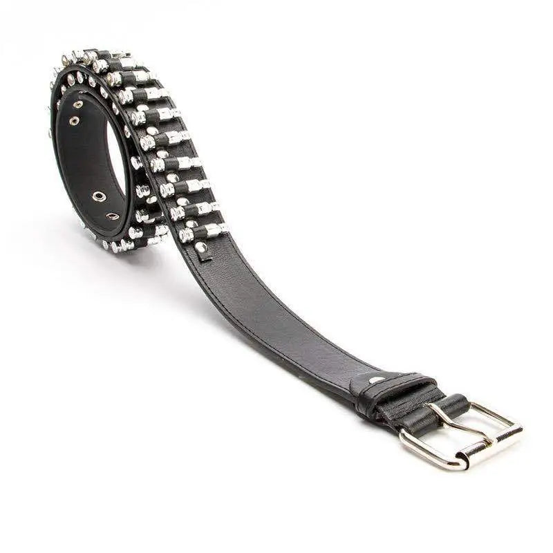 Y2k leather belt with silver rhinestones - Y2k Empire