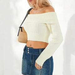 Y2k long sleeve ribbed knit crop top - Y2k Empire