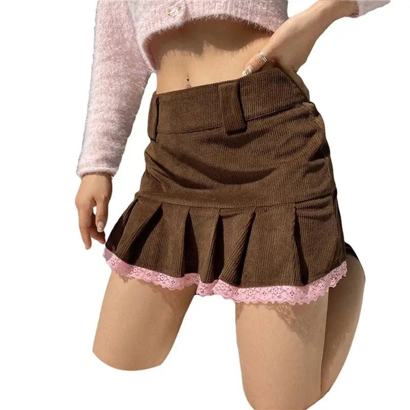 Y2k micro skirt with pink lace detail - Y2k Empire