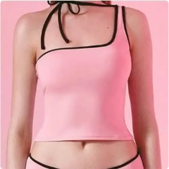 Y2k one shoulder tank top - pink cropped vintage fashion choice - Y2k Empire