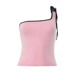 Y2k one shoulder tank top - pink cropped vintage fashion choice - Y2k Empire