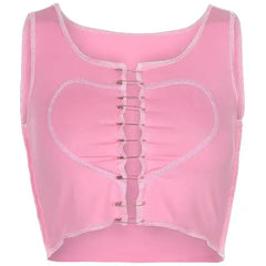 Y2k pink heart tank top - Y2k Empire