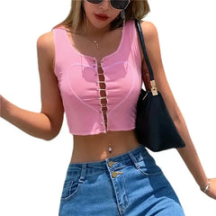 Y2k pink heart tank top - Y2k Empire