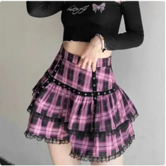 Y2k plaid ruffled skirt - Y2k Empire