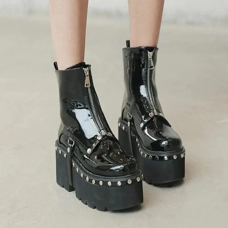 Y2k platform boots - black vintage style - Y2k Empire