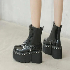 Y2k platform boots - black vintage style - Y2k Empire