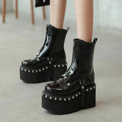 Y2k platform boots - black vintage style - Y2k Empire