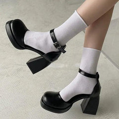 Y2k platform sandals in classic black - Y2k Empire