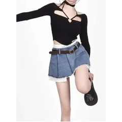 Y2k pleated denim mini skirt - Y2k Empire