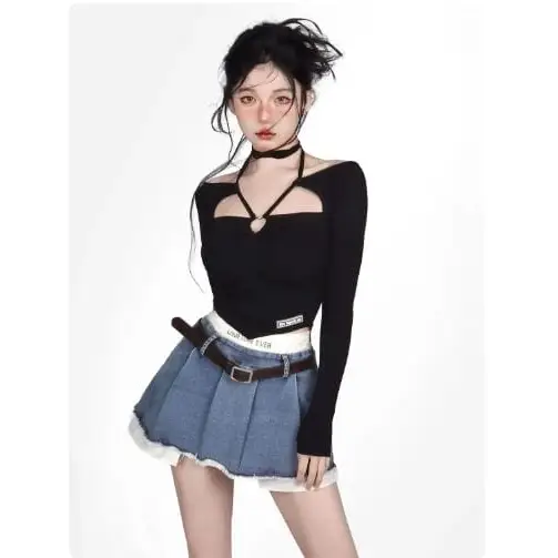 Y2k pleated denim mini skirt - Y2k Empire