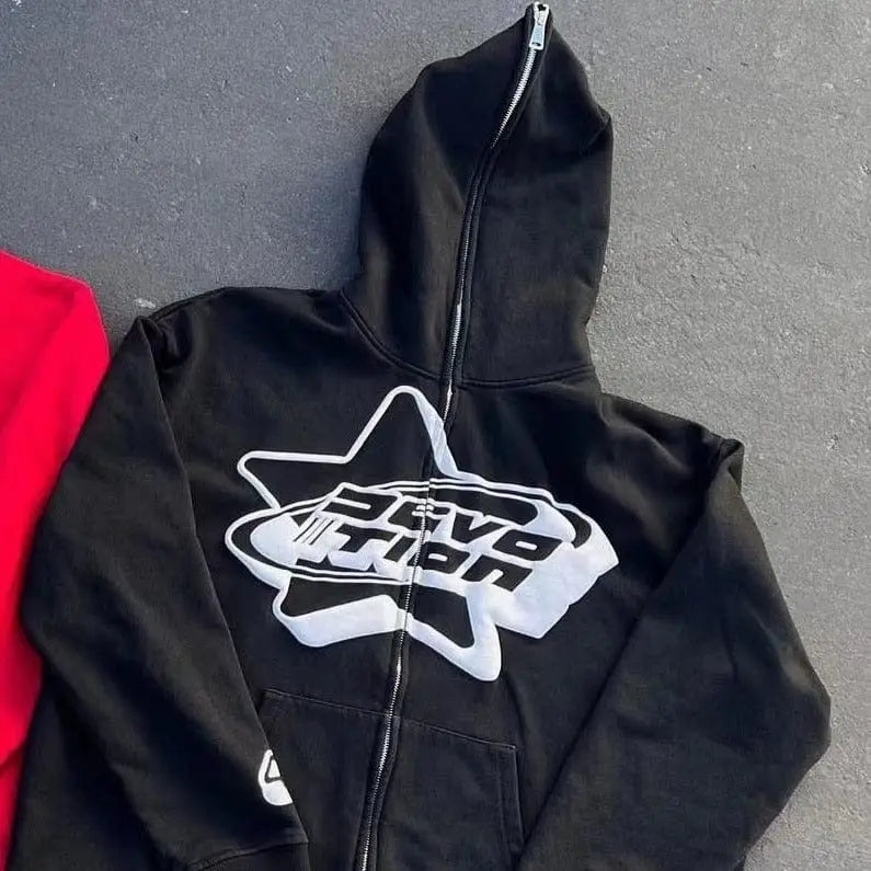 Y2k print zip hoodie - Y2k Empire