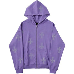 Y2k rhinestone cross hoodie - Y2k Empire