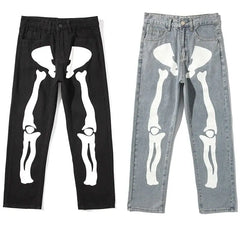 Y2k skeleton denim pants - Y2k Empire