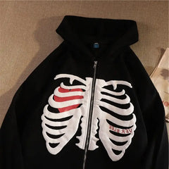 Y2k skeleton zip hoodie - Y2k Empire