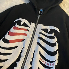 Y2k skeleton zip hoodie - Y2k Empire