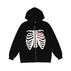 Y2k skeleton zip hoodie - Y2k Empire