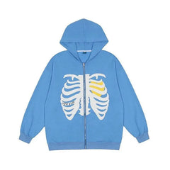 Y2k skeleton zip hoodie - Y2k Empire