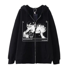 Y2k skeleton zip hoodie for women - Y2k Empire