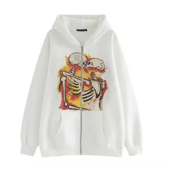 Y2k skeleton zip hoodie for women - Y2k Empire