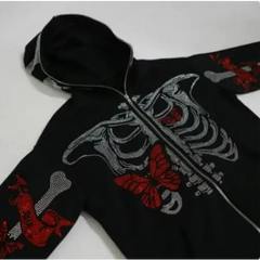 Y2k skeleton zip hoodie - Y2k Empire