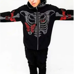 Y2k skeleton zip hoodie - Y2k Empire