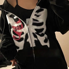 Y2k skeleton zip hoodie - Y2k Empire