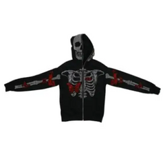 Y2k skeleton zip hoodie - Y2k Empire