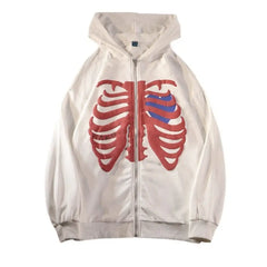 Y2k skeleton zip hoodie - Y2k Empire