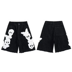 Y2k skull print denim shorts - Y2k Empire