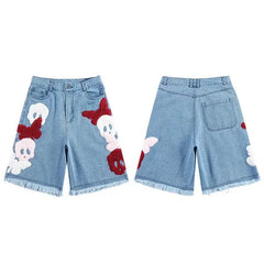 Y2k skull print denim shorts - Y2k Empire