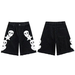 Y2k skull print denim shorts - Y2k Empire