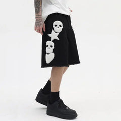 Y2k skull print denim shorts - Y2k Empire