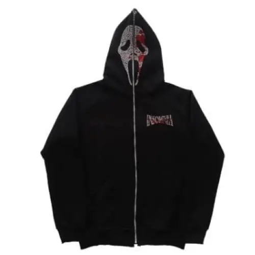 Y2k skull rhinestone hoodie - Y2k Empire