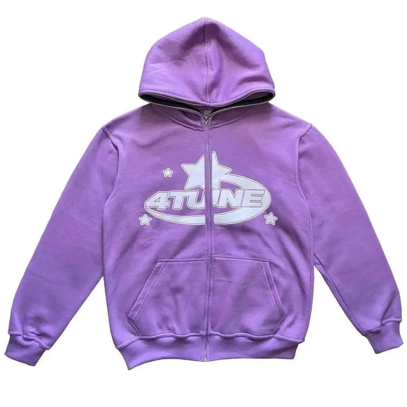 Y2k star adorned purple zip hoodie - Y2k Empire