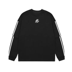 Y2k streetwear banded sleeves sweatshirt - Y2k Empire