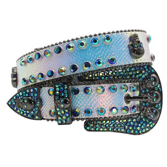 Y2k studded belt: flashy white retro accessory - Y2k Empire