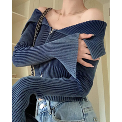 Y2k vibes off-shoulder zip-up top - Y2k Empire