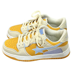 Yellow vegan leather shooting star sneakers - Y2k Empire