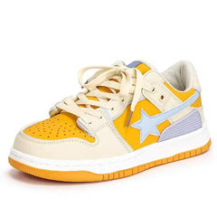 Yellow vegan leather shooting star sneakers - Y2k Empire