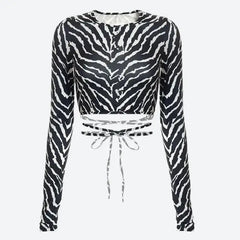 Zebra baddie backless crop top - Y2k Empire