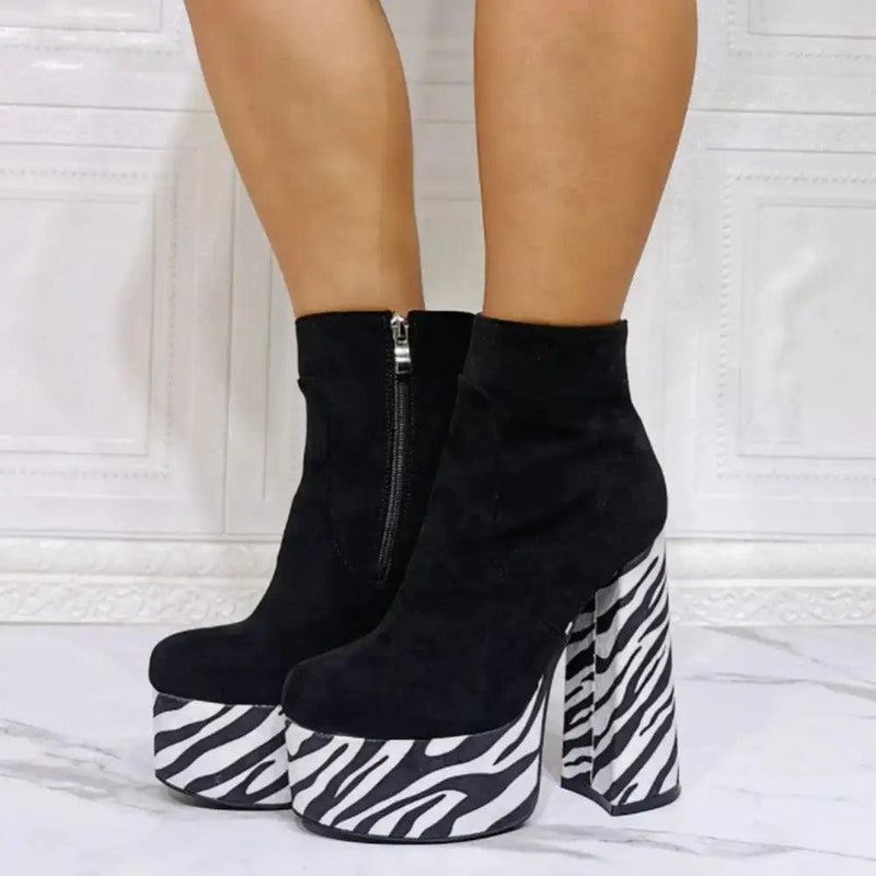 Zebra print y2k plateform boots - Y2k Empire