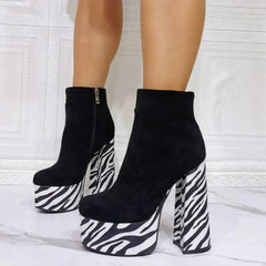 Zebra print y2k plateform boots - Y2k Empire